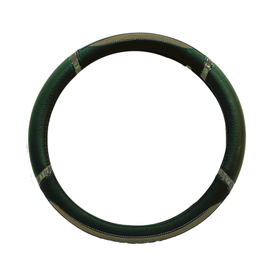 CV098 CUBRE VOLANTE MODELO DAYTONA CUERO SINTENTICO NEGRO / GRIS 38*8.2CM 25 UNIDADES POR CAJA