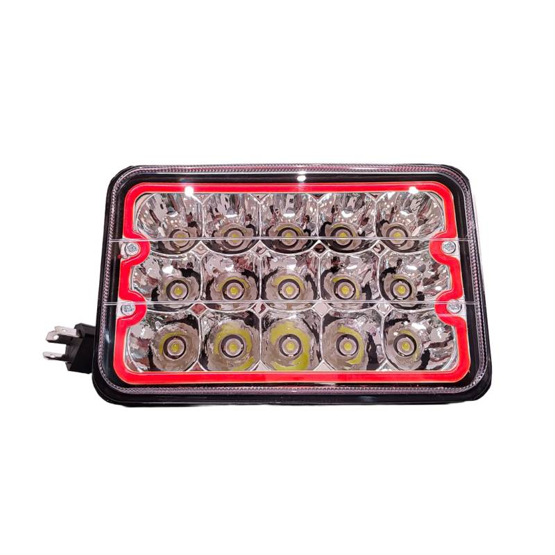 DJ5925AHARED OFF ROAD FARO DE LED UNIVERSAL LUZ LED BLANCA CON FUNCION ALTA Y BAJA Y OJO DE ANGEL ROJO 9V-36V 15 LED - 45 WATTS  MEDIDAS 5