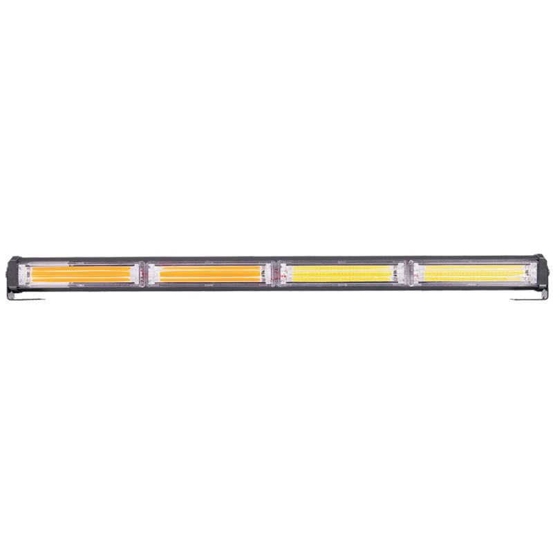 ETI54BAR OFF ROAD BARRA LED COB DUAL 12-36V BLANCA Y AMBAR 4 BLOQUES COB 60W FLASH 10 FUNCIONES 600X40X45MM  INCLUYE TOMA A 12V CON INTERRUPTOR ON / OFF Y MANEJ