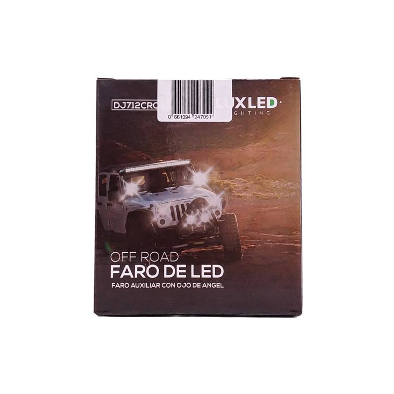 DJ712CROBLUE OFF ROAD FARO DE LED UNIVERSAL LUZ LED BLANCA ESTABLE CON OJO DE ANGEL DAYTIME RUNNING AZUL Y GIROS AMBAR 9V-36V 1 LED - 40 WATTS  MEDIDAS 3.5