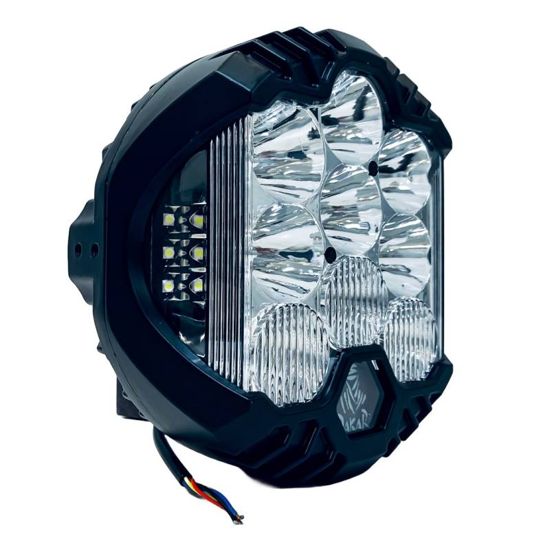 DJ6950ULTRA-9 OFF ROAD FARO DE LED UNIVERSAL DAKAR FORCE 9 15 LEDS CREE 180 WATTS LOGO ILUMINADO - DRL BLANCO Y AMBAR - 12V A 36V