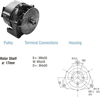 9010102 Alternador Mercedes Benz/ Agrale/ Komatsu/ Massey Ferguson 55 Amp 12 Volt