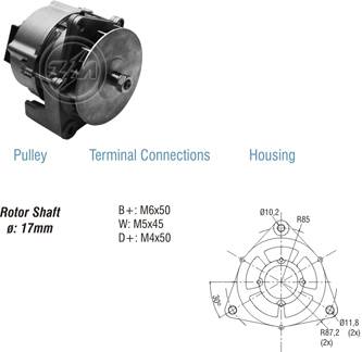 9010102 Alternador Mercedes Benz/ Agrale/ Komatsu/ Massey Ferguson 55 Amp 12 Volt