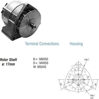 9010103 Alternador Agrale/ Komatsu/ Massey Ferguson 35 Amp 14 Volt