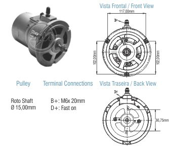 9010105 Alternador VW Fusca/ Kombi/ Transporter 14 Volt - 51 Amp.