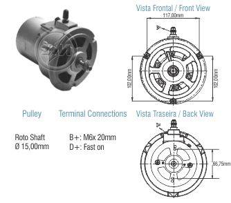 9010105 Alternador VW Fusca/ Kombi/ Transporter 14 Volt - 51 Amp.