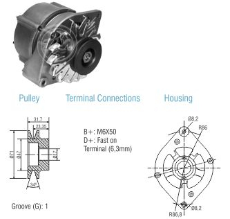 9010106 Alternador Fiat 147/ Uno 35 Amp 14 Volt