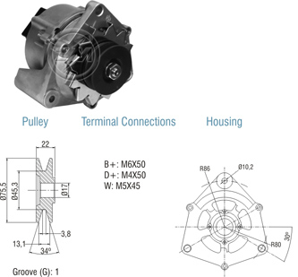 9010107 Alternador Agrale/ Fiat Allis 35 Amp 14 Volt