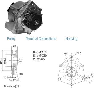 9010107 Alternador Agrale/ Fiat Allis 35 Amp 14 Volt