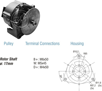 9010108 Alternador Agrale/ Komatsu/ Massey Ferguson 90 Amp 14 Volt