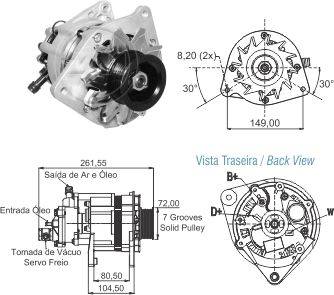 9010118 Alternador Ford Ranger 2.5/2.8 - Chev S10 - M.Benz Sprinter 14v 85A