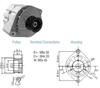 9010130 Alternador Ford Cargo/ Cummins 14 Volt - 65 Amp.