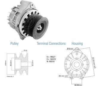 9010206 Alternador Caterpillar/ Komatsu 28 Volt - 21 Amp.