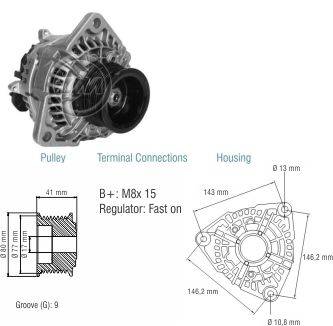 9010601 Alternador Mercedes Benz LS1938/ 2638/ Omnibus/ OA Series 80 Amp 28 Volt