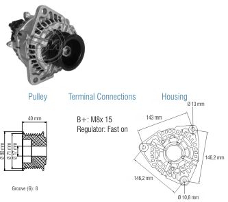 9010602 Alternador Mercedes Benz OA Series/ C/ L/ OF/ OH 80 Amp 28 Volt