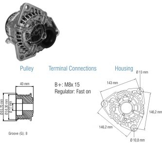 9010603 Alternador Volkswagen 1620 80 Amp 28 Volt