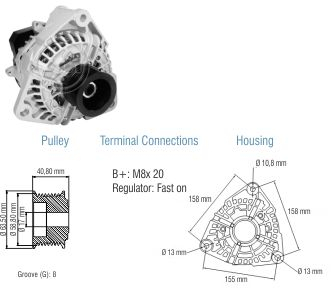 9010606 Alternador Mercedes Benz 1318/ 1618/ 1728/ 2423/ 2428 80 Amp 28 Volt
