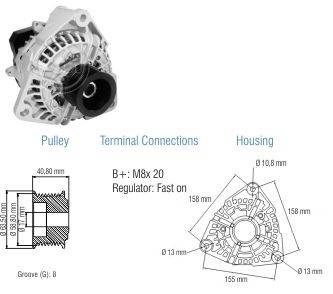 9010606 Alternador Mercedes Benz 1318/ 1618/ 1728/ 2423/ 2428 80 Amp 28 Volt