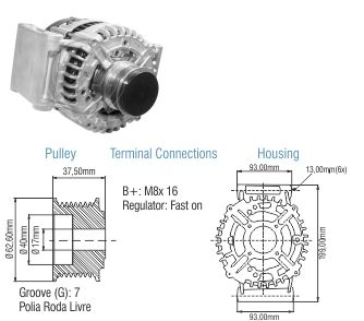 9010701 Alternador Land Rover 2,4l TD/ Ford Transit 14v 80 Amp.