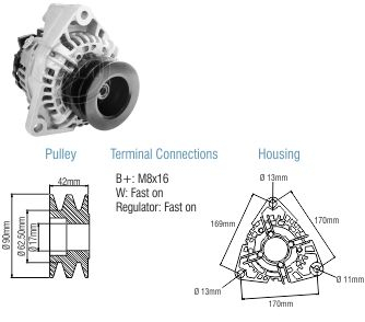 9010809 Alternador M.Benz 1214/ 710/ 1114/ 610/ 812 14 Volt - 90 Amp.