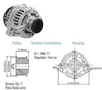 9010811 Alternador Toyota Hilux desde 2005 14 Volt - 80 Amp.