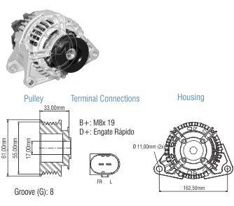 9010812 Alternador Iveco Vertis 2010 al 2012 14V. 90A.