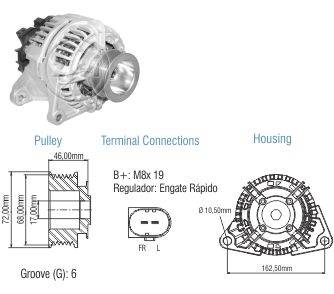 9010813 Alternador Fiat Ducato 2006/ Iveco Daily 2006 al 2009 14V. 110A