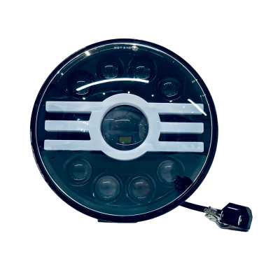 DJ6930RUAR OFF ROAD FARO DE LED UNIVERSAL REDONDO 7  USO IDEAL JEEP WRANGLER - RENEGADE / MOTO HARLEY DAVIDSON - ROYAL ENFIELD CON FUNCION ALTA Y BAJA + DRL BLA