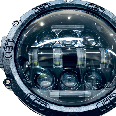 DJ1412PENT OFF ROAD FARO DE LED UNIVERSAL FARO LED REDONDO 21 LED 63W BASE NEGRA LUZ BLANCA ALTA Y BAJA + DRL BLANCO Y AMBAR 17.5X4X17,5CM