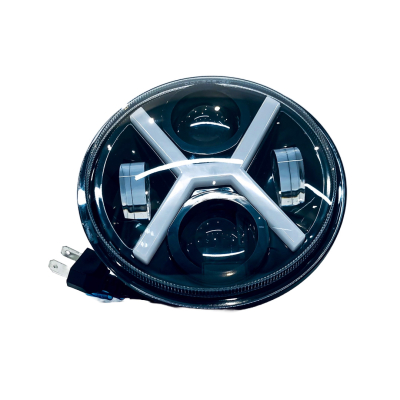 DJ6920CROSS OFF ROAD FARO DE LED UNIVERSAL REDONDO 5.75 AUTO - CAMION - MOTO USO IDEAL  MOTO HARLEY DAVIDSON - ROYAL ENFIELD CON FUNCION ALTA Y BAJA + DRL BLANC