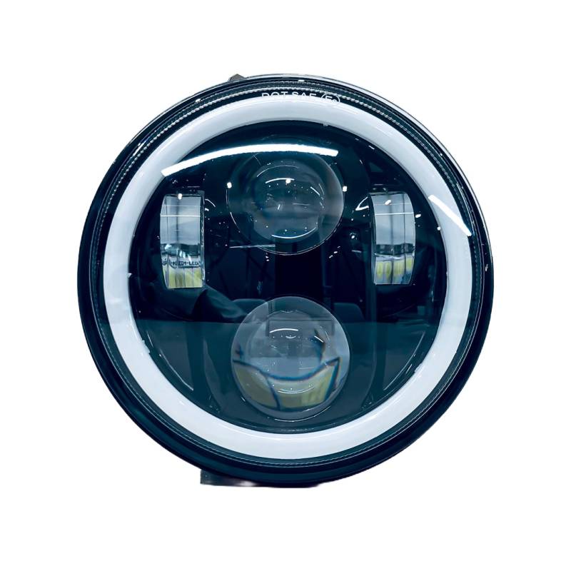 DJ6920WHALO OFF ROAD FARO DE LED UNIVERSAL REDONDO 5.75 AUTO - CAMION - MOTO USO IDEAL  MOTO HARLEY DAVIDSON - ROYAL ENFIELD CON FUNCION ALTA Y BAJA + DRL BLANC