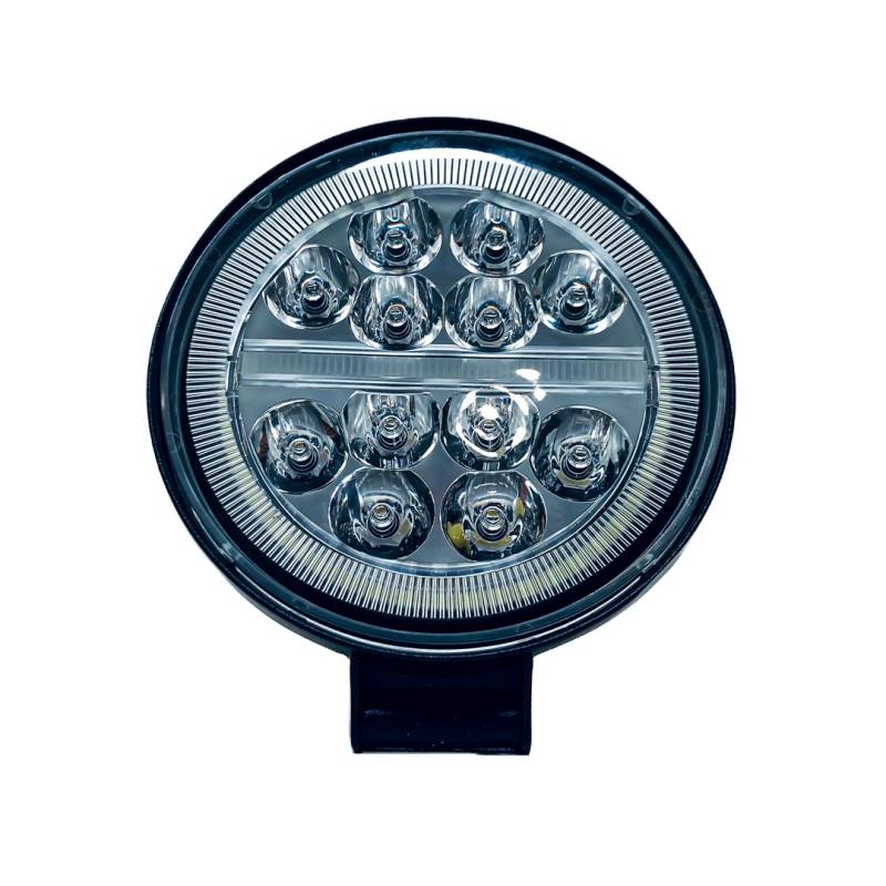 DJ912JEEP OFF ROAD FARO DE LED UNIVERSAL FARO DE LED CIRULAR - 47 LED 141W BLANCO CON OJO DE ANGEL DRL BLANCO  10.8X2X11CM 12V A 36VV