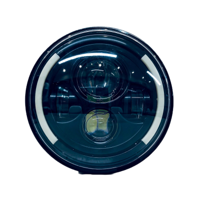 DJ6930JEEP OFF ROAD FARO DE LED UNIVERSAL REDONDO 7  USO IDEAL JEEP WRANGLER - RENEGADE / MOTO HARLEY DAVIDSON - ROYAL ENFIELD CON FUNCION ALTA Y BAJA + DRL BLA