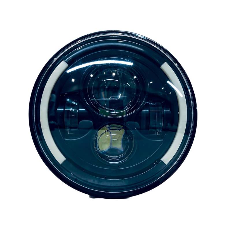 DJ6930JEEP OFF ROAD FARO DE LED UNIVERSAL REDONDO 7  USO IDEAL JEEP WRANGLER - RENEGADE / MOTO HARLEY DAVIDSON - ROYAL ENFIELD CON FUNCION ALTA Y BAJA + DRL BLA