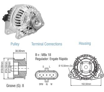 9020802 Alternador Case CX220/ Iveco Euro Cargo desde 2006 28V. 90A.