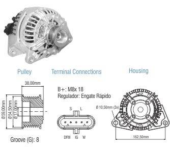 9020802 Alternador Case CX220/ Iveco Euro Cargo desde 2006 28V. 90A.