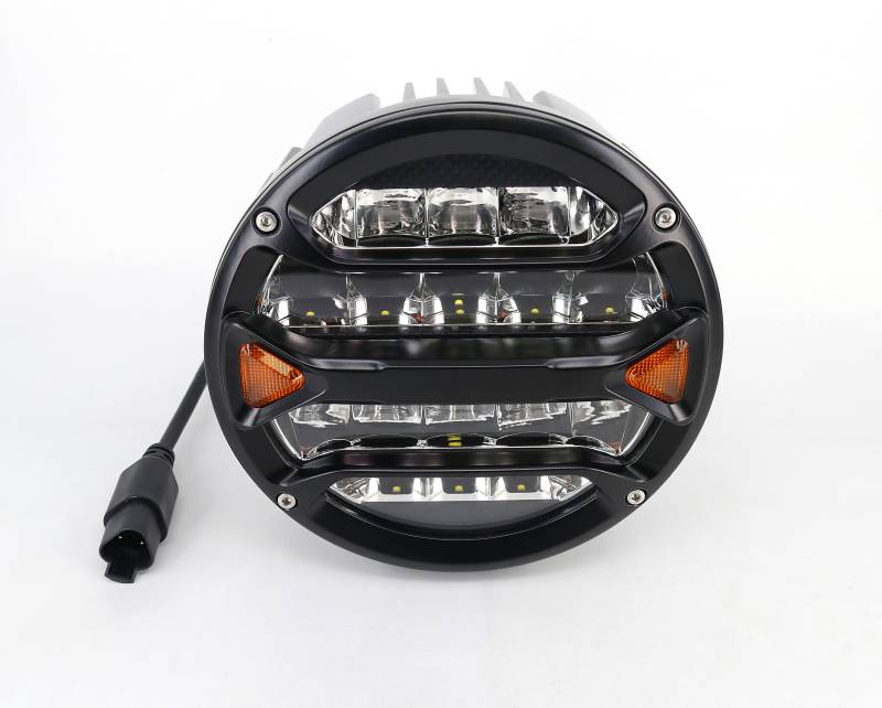 DJ1413MAX OFF ROAD FARO DE LED UNIVERSAL REDONDO 7 BLANCO CON GIROS AMBAR 90 WATTS - 18 CHIP LED OSRAM OSLON - 12V/24V