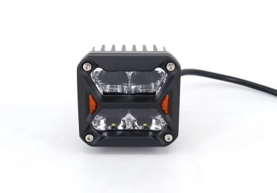 DJ5900MINI OFF ROAD FARO DE LED UNIVERSAL CUADRADO 3'' COLOR BLANCO CON GIROS AMBAR - 20 WATTS - 4 CHIP OSRAM P8 - 12V/24V