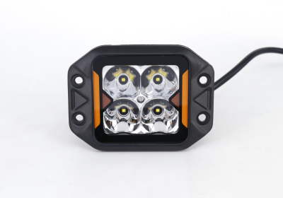 DJ5900JEEP OFF ROAD FARO DE LED UNIVERSAL CUADRADO PARA EMBUTIR 3'' COLOR BLANCO CON GIROS AMBAR - 20 WATTS - 4 CHIP OSRAM P8 - 12V/24V