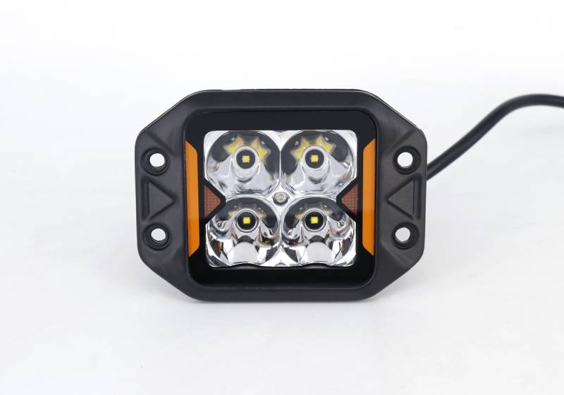 DJ5900JEEP OFF ROAD FARO DE LED UNIVERSAL CUADRADO PARA EMBUTIR 3 COLOR BLANCO CON GIROS AMBAR - 20 WATTS - 4 CHIP OSRAM P8 - 12V/24V