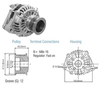 9030101 Alternador Fiat Iveco Euro Cargo/ Start/ Tech/ Trackker/ Stralis 28 Volt - 90 Amp.
