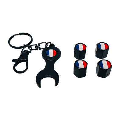 TV081 JUEGO DE TAPITAS DE VALVULA DEPORTIVA BANDERA FRANCIA NEGRA