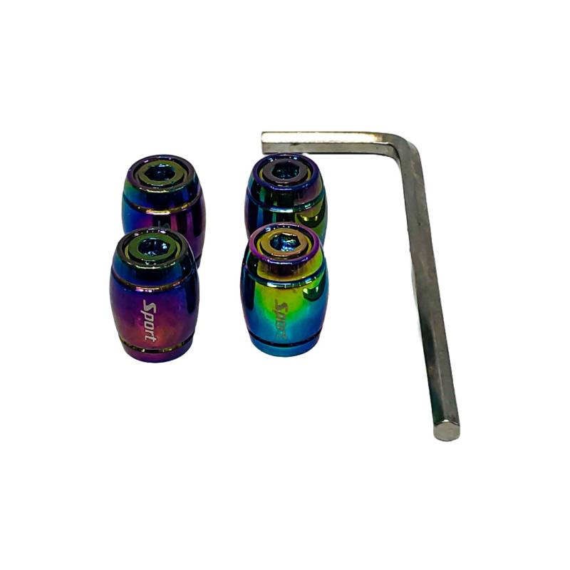 TV086 JUEGO DE TAPITAS DE VALVULA DEPORTIVA OVALADA SPORT RGB TORNASOLADA