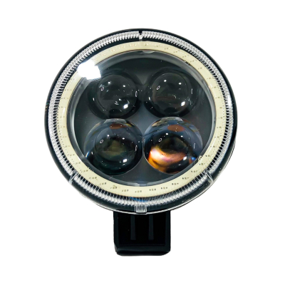 DJ712REDHALO OFF ROAD FARO DE LED LUZ LED BLANCA ESTABLE CON OJO DE ANGEL ROJO CON FUNCION FLASH 9V-36V 4 LED - 12 WATTS  MEDIDAS 105*55(MM)