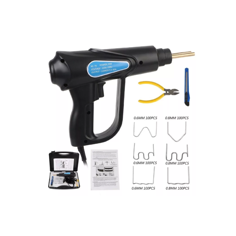 KPP001 KIT PISTOLA SOLDADORA PARA SOLDAR PLASTICOS Y GRAMPAS EN PARAGOLPES ENCHUFE 220V - INCLUYE HERRAMIENTAS Y GRAMPAS