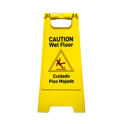CAR001 CARTEL SEÑALIZADO PISO MOJADO TIPO CARPA COLOR AMARILLO 62 CM X 30 CM PESO 600 GRAMOS