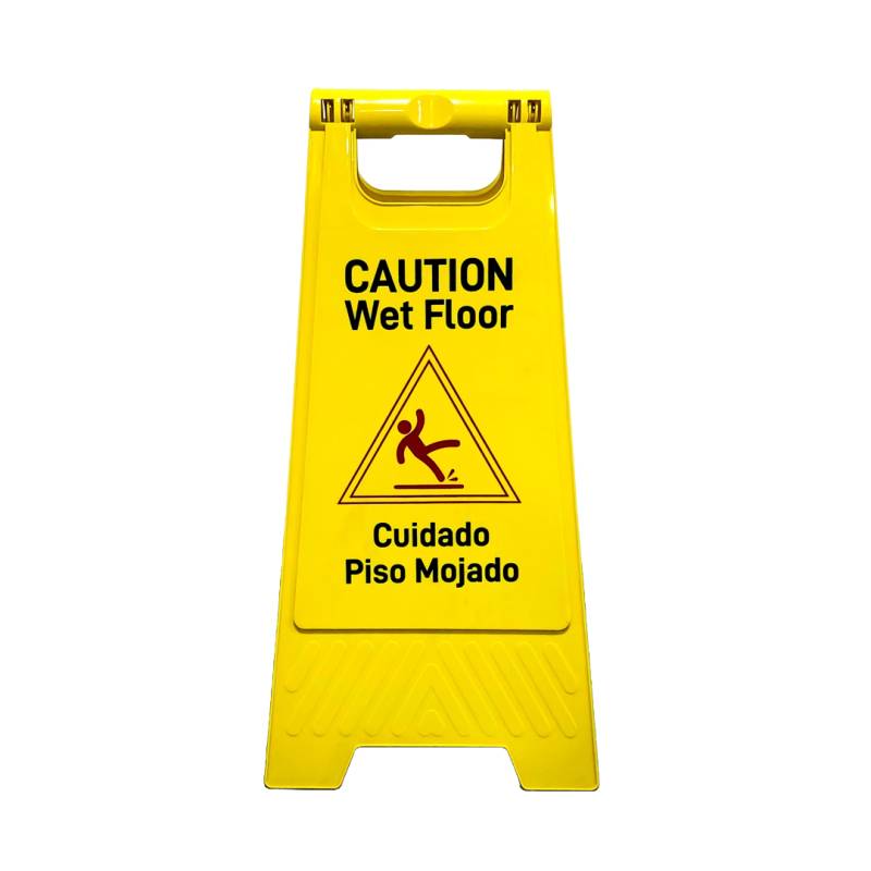CAR001 CARTEL SEÑALIZADO PISO MOJADO TIPO CARPA COLOR AMARILLO 62 CM X 30 CM PESO 600 GRAMOS