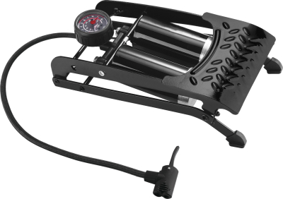 INF002 INFLADOR DE PIE COMPRESOR / INFLADOR METALICO DE PIE DOBLE BOMBA  55 CM X 12 CM COLOR NEGRO