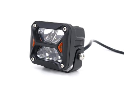 DJ5900MINI-YEW OFF ROAD FARO DE LED UNIVERSAL CUADRADO 3'' COLOR BLANCO CON GIROS AMBAR - 20 WATTS - 4 CHIP OSRAM P8 - 12V/24V