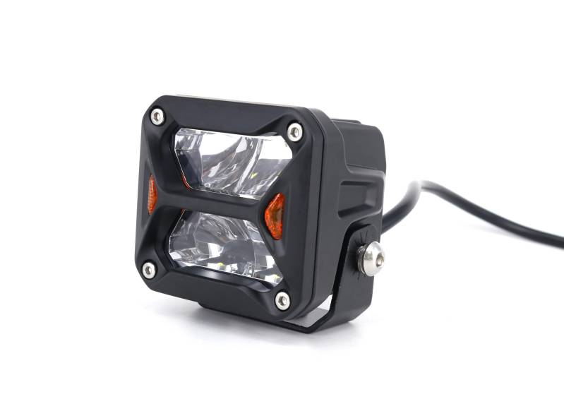 DJ5900MINI-YEW OFF ROAD FARO DE LED UNIVERSAL CUADRADO 3 COLOR BLANCO CON GIROS AMBAR - 20 WATTS - 4 CHIP OSRAM P8 - 12V/24V